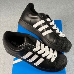 Adidas Superstar II Black White Shell Toe Sneakers Men 9 Women 10 J13538 NWB
